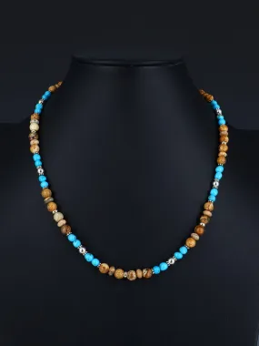 Navajo Turquoise and Jasper Single Strand Beaded Necklace