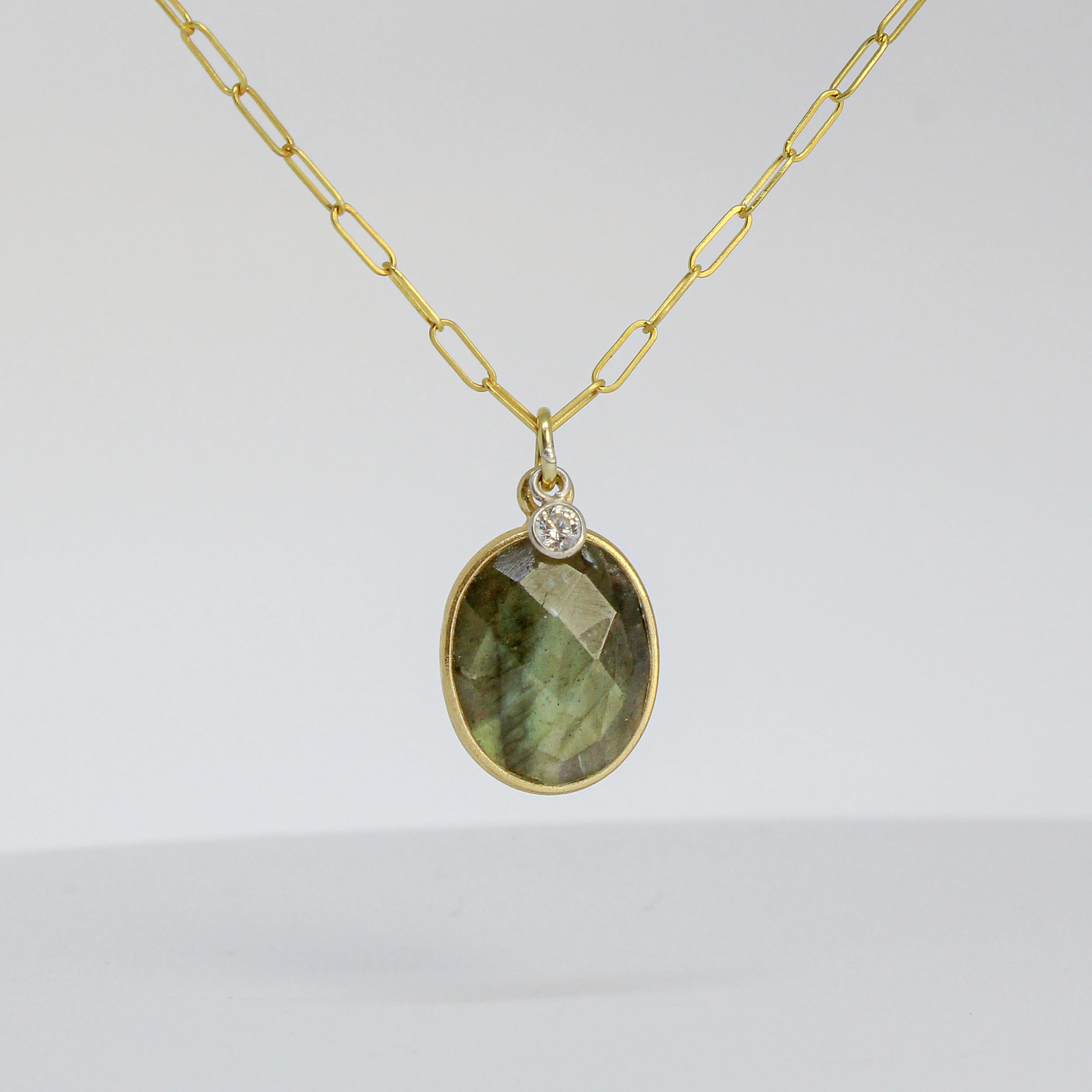 NEW! Bezeled Labradorite Pendant in 18k Gold Vermeil by Sarah Richardson