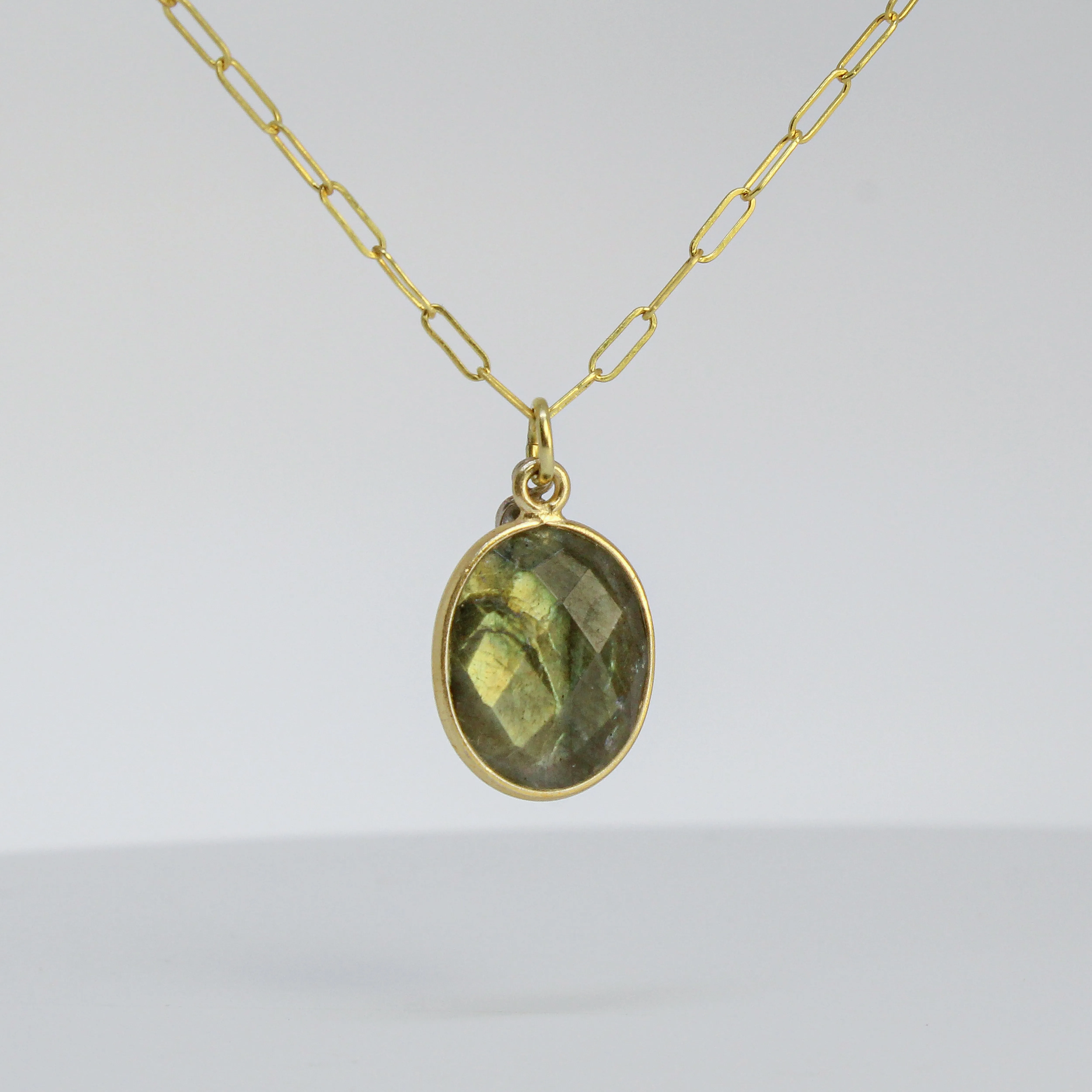 NEW! Bezeled Labradorite Pendant in 18k Gold Vermeil by Sarah Richardson