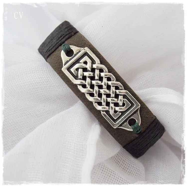 Norse Knotwork Leather Bracelet
