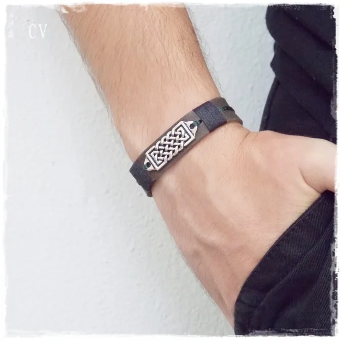 Norse Knotwork Leather Bracelet