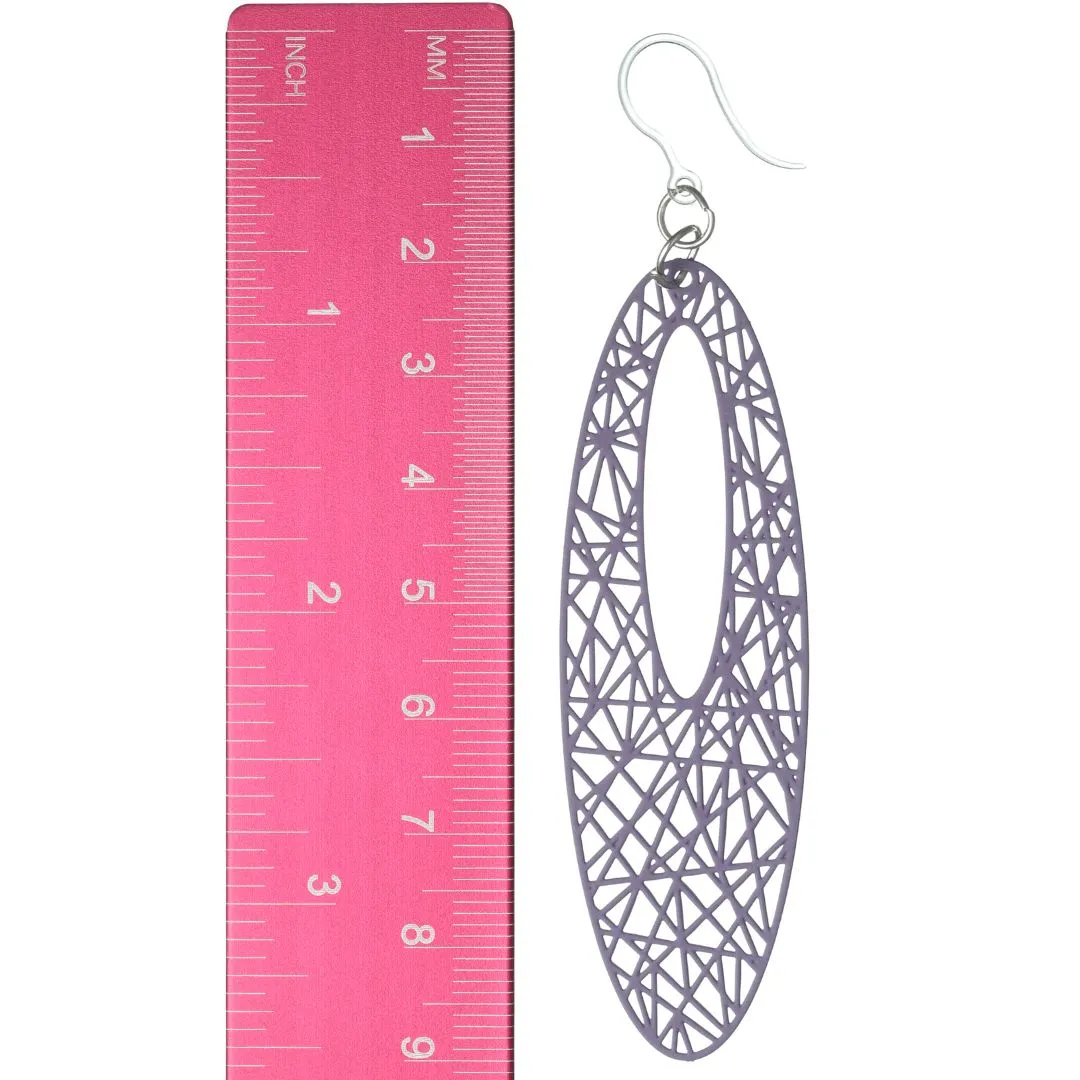 Oblong Filigree Dangles Hypoallergenic Earrings for Sensitive Ears Made with Plastic Posts