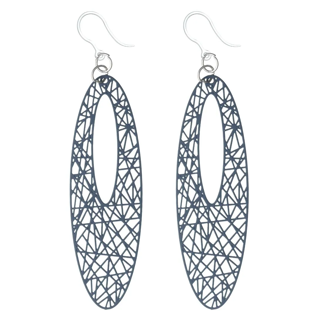 Oblong Filigree Dangles Hypoallergenic Earrings for Sensitive Ears Made with Plastic Posts