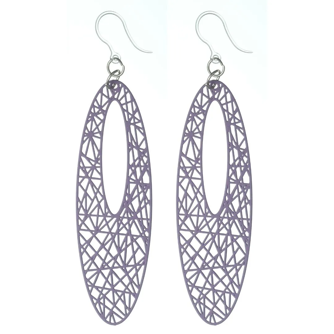 Oblong Filigree Dangles Hypoallergenic Earrings for Sensitive Ears Made with Plastic Posts