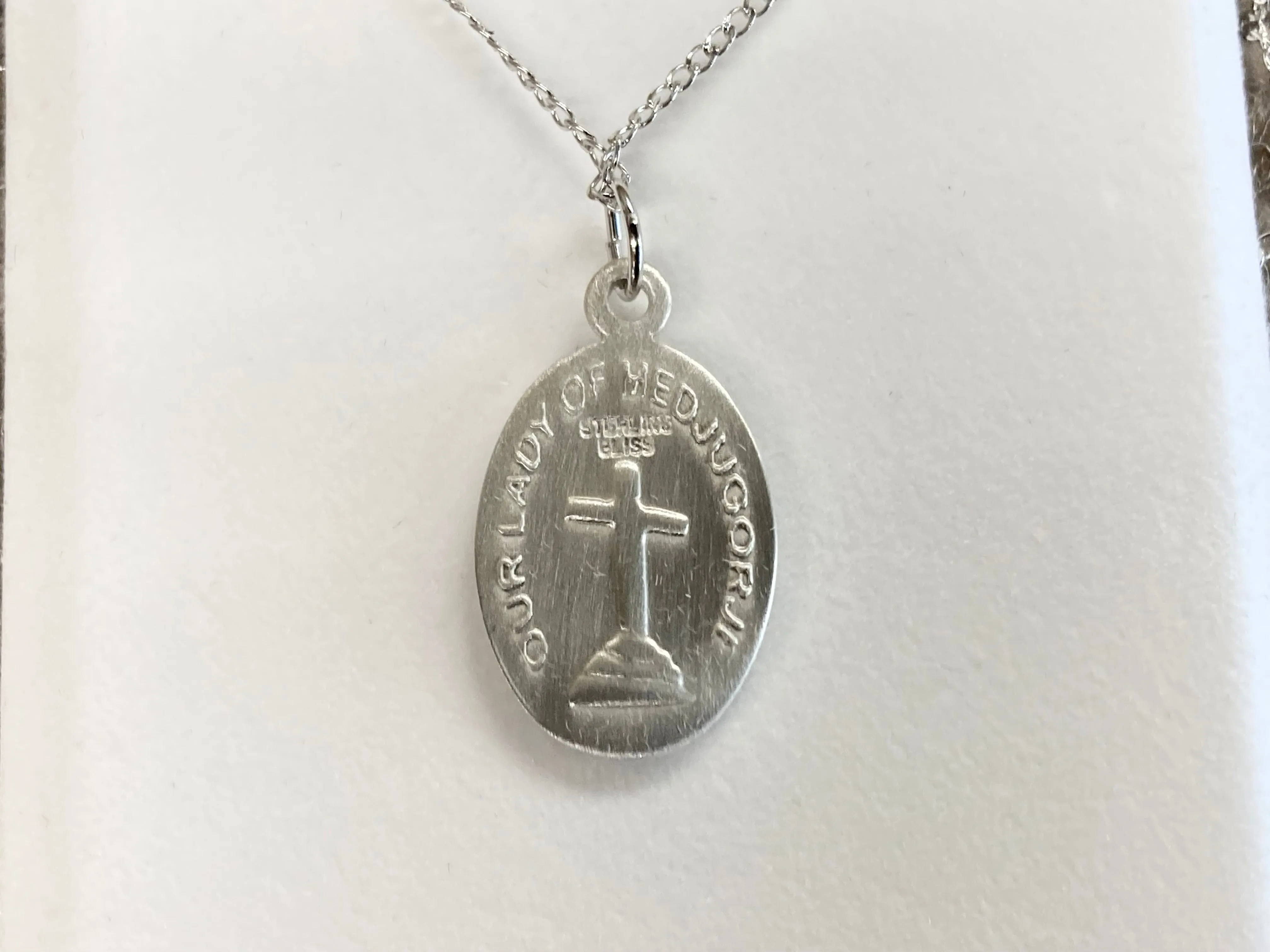 Our Lady of Medugorje Silver Pendant And Chain Religious