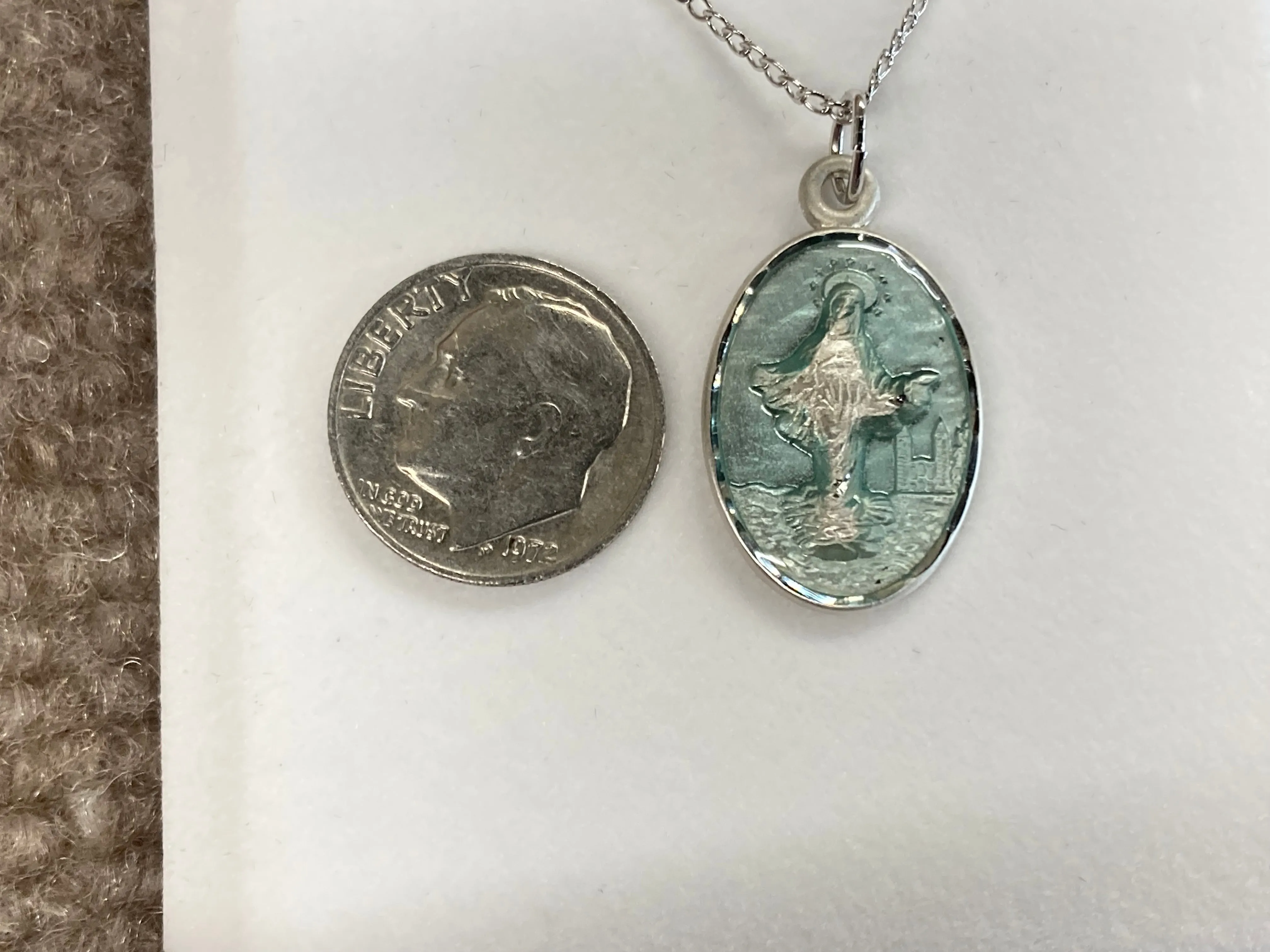Our Lady of Medugorje Silver Pendant And Chain Religious
