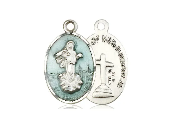Our Lady of Medugorje Silver Pendant And Chain Religious