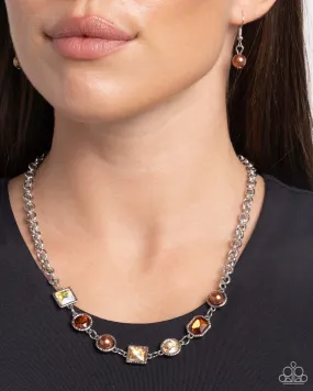 Paparazzi Bejeweled Bravado Necklace Brown