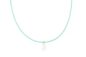 pearl   turquoise cord necklace