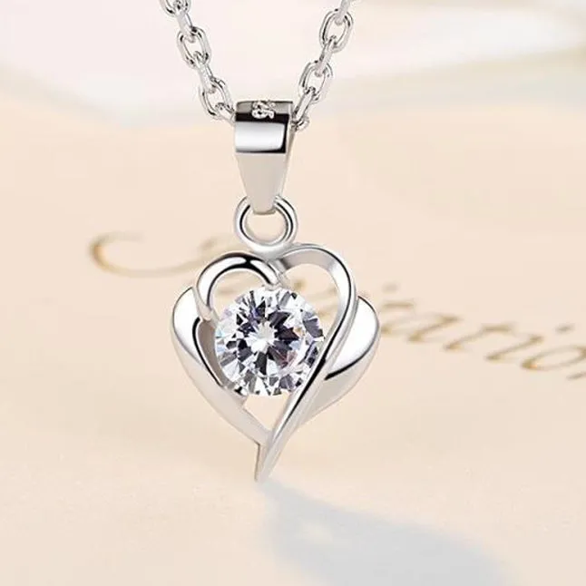 (Pendant Only) Heart with Colourful Round Zircon Silver Pendant for Women