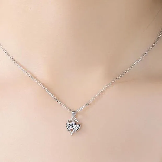 (Pendant Only) Heart with Colourful Round Zircon Silver Pendant for Women