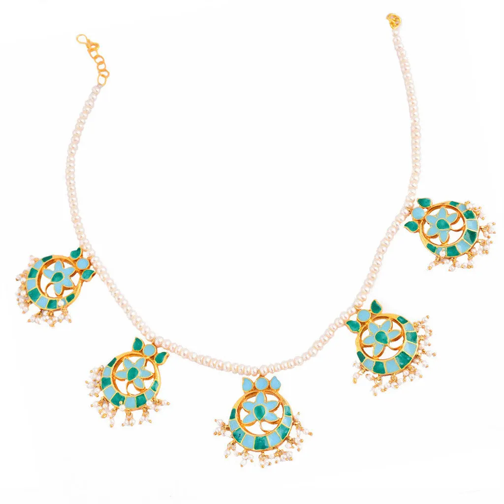 Phiroza Enamel Pearl Firangi Pani Necklace