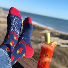 'Poppy' Bloody Mary Recipe Cotton Socks in Insignia Blue by Brown Dog Hosiery