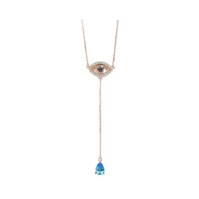 Pre Order:  925 Sterling Silver Water Drop Zircon Pendant Eye Necklace