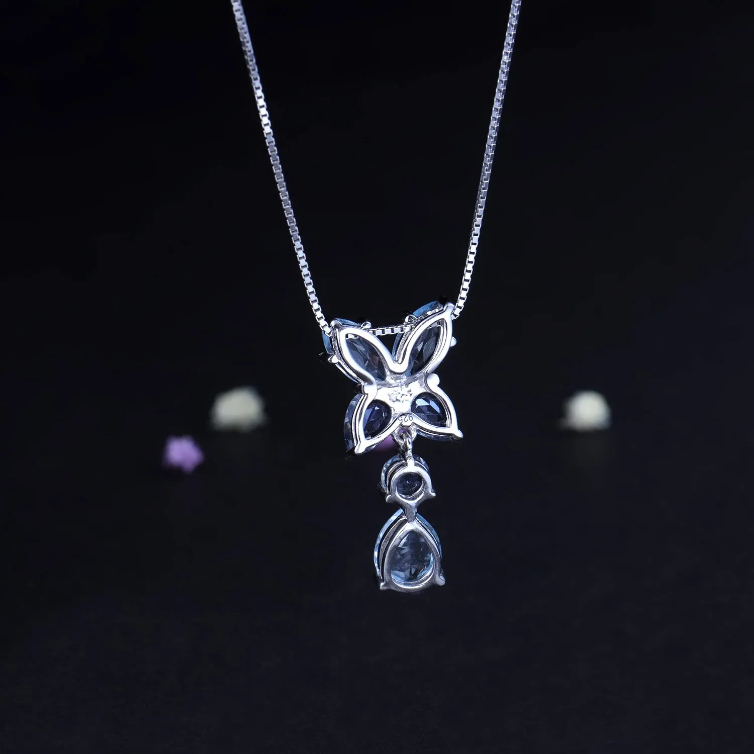 Premium Natural Topaz Creative Design Pendant Sterling Silver Necklace for Women
