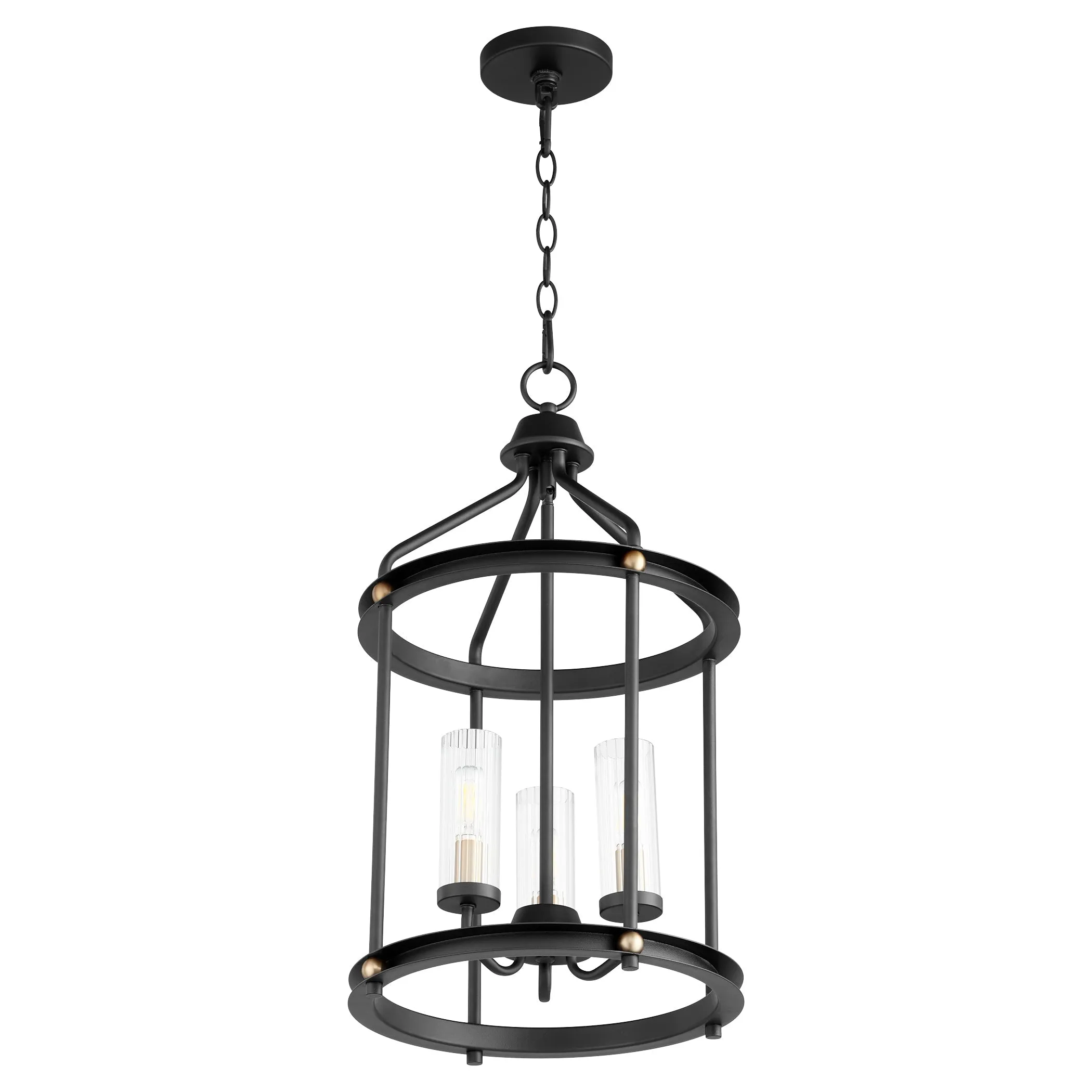 Quorum Empire 829-3-6980 Entry - Textured Black / Aged Brass Traditional