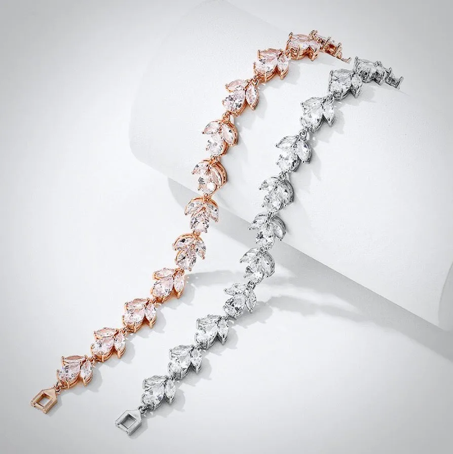 "Arista" - Cubic Zirconia Bridal Bracelet - Available in Rose Gold, Silver and Yellow Gold