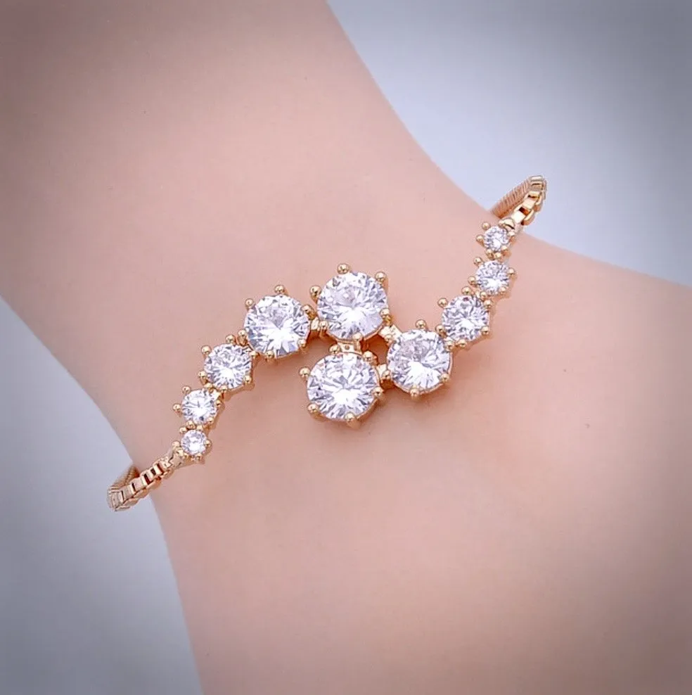 "Denise" - Cubic Zirconia Adjustable Bracelet - Available in Silver, Rose Gold and Yellow Gold