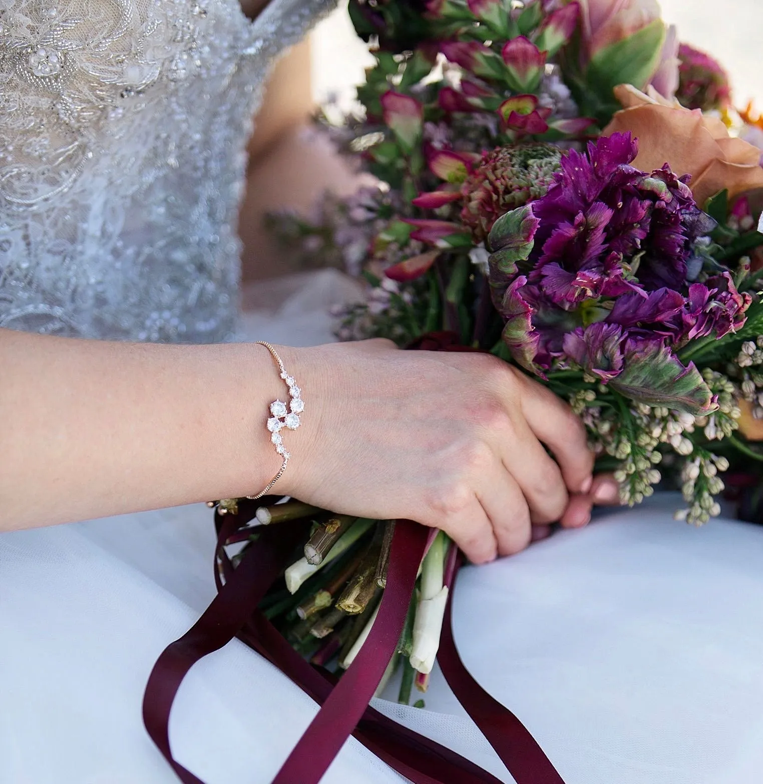 "Denise" - Cubic Zirconia Adjustable Bracelet - Available in Silver, Rose Gold and Yellow Gold