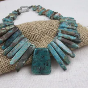 Rain Forest Jasper Collar Necklace with Turquoise Focus
