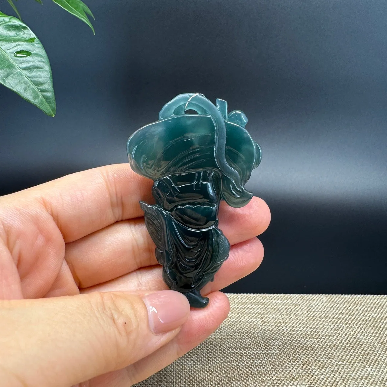 RealJade® Co. High Natural Guatemalan Blue Jadeite Jade Monkey King Pendant