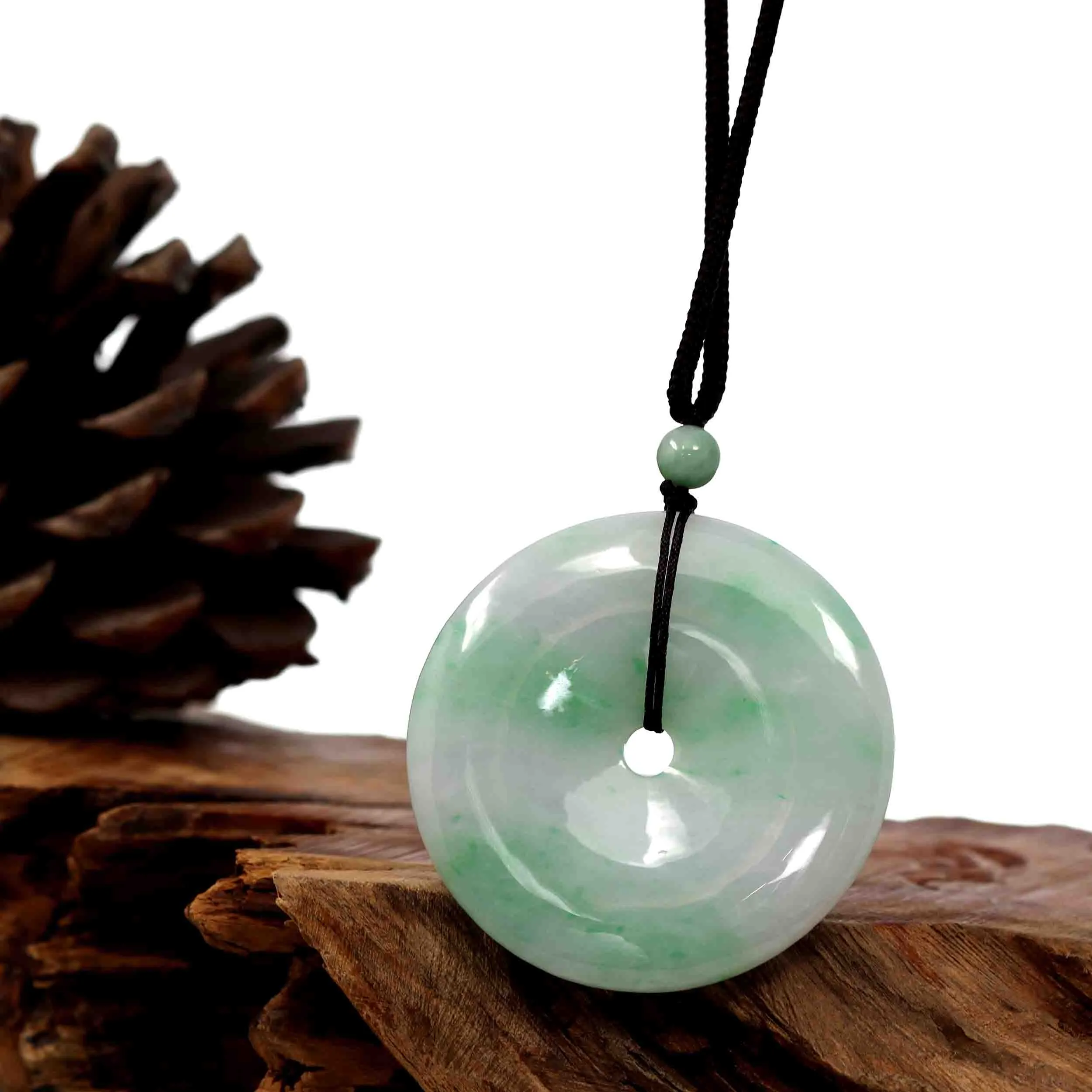 RealJade® Co. "Good Luck Button" Jadeite Jade Lucky KouKou Pendant Necklace