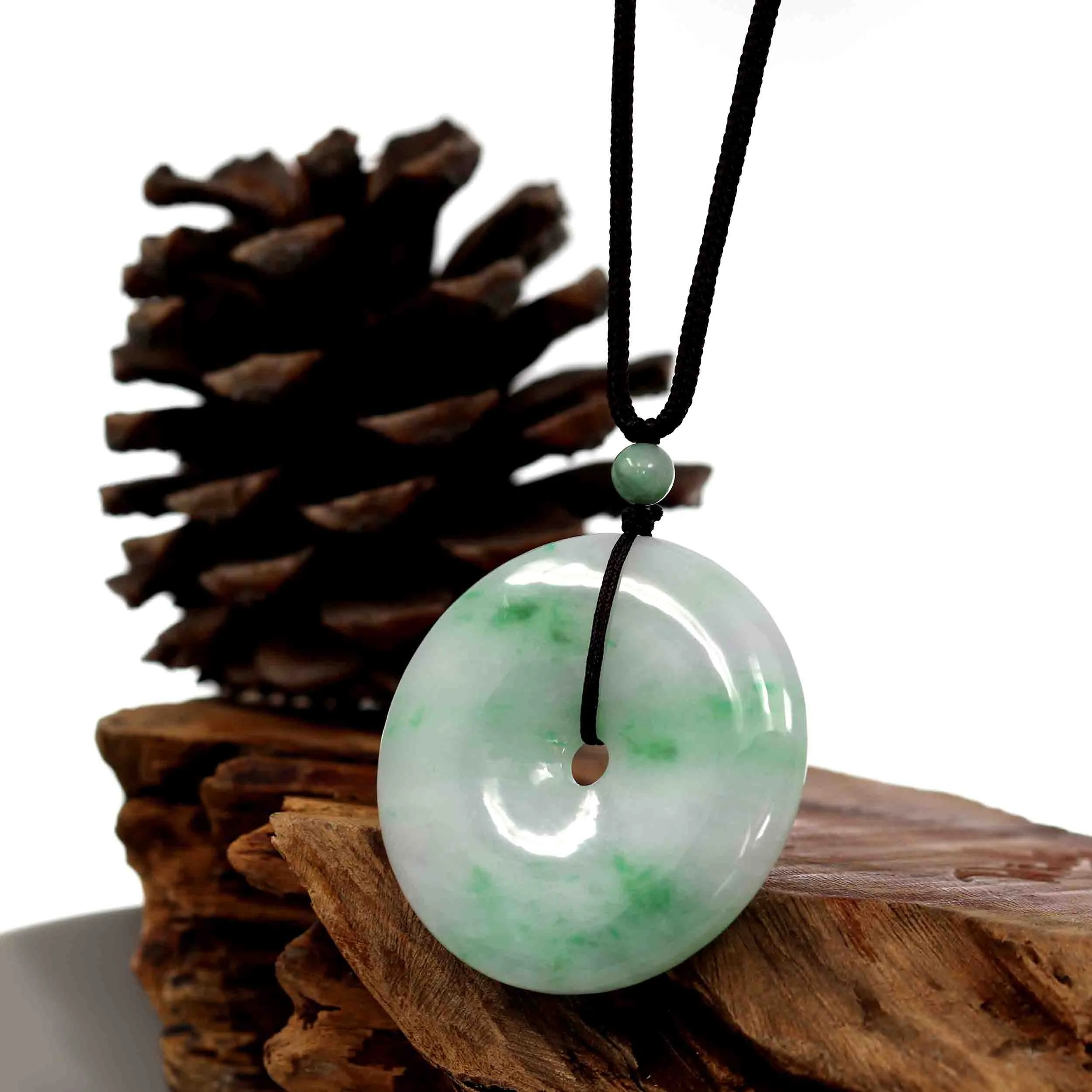 RealJade® Co. "Good Luck Button" Jadeite Jade Lucky KouKou Pendant Necklace