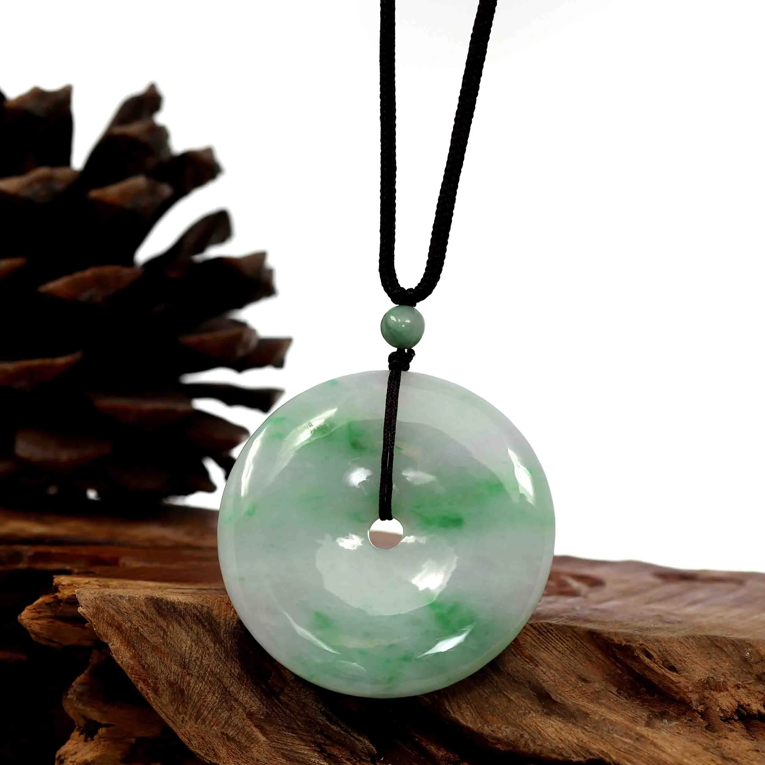 RealJade® Co. "Good Luck Button" Jadeite Jade Lucky KouKou Pendant Necklace