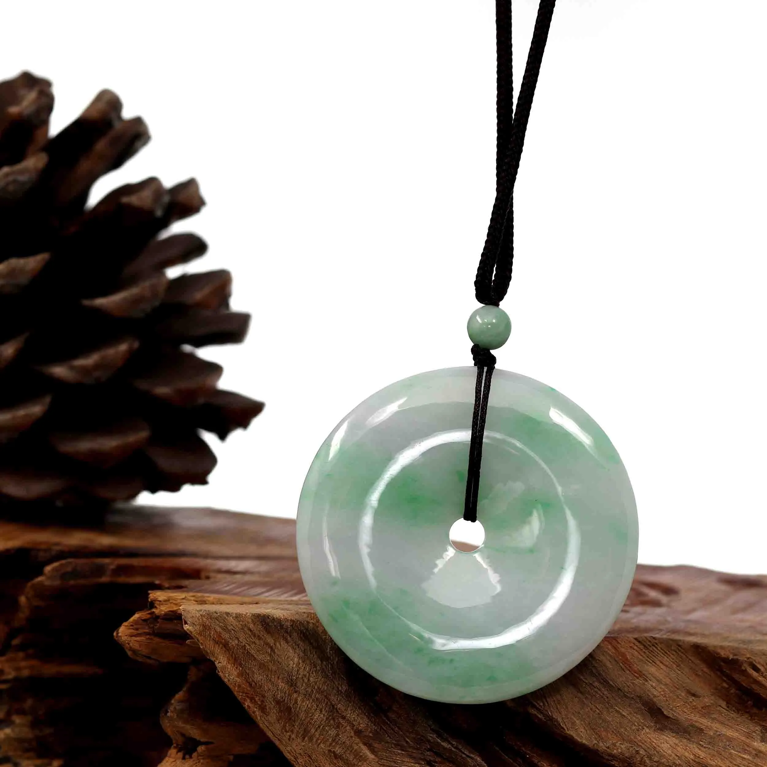 RealJade® Co. "Good Luck Button" Jadeite Jade Lucky KouKou Pendant Necklace