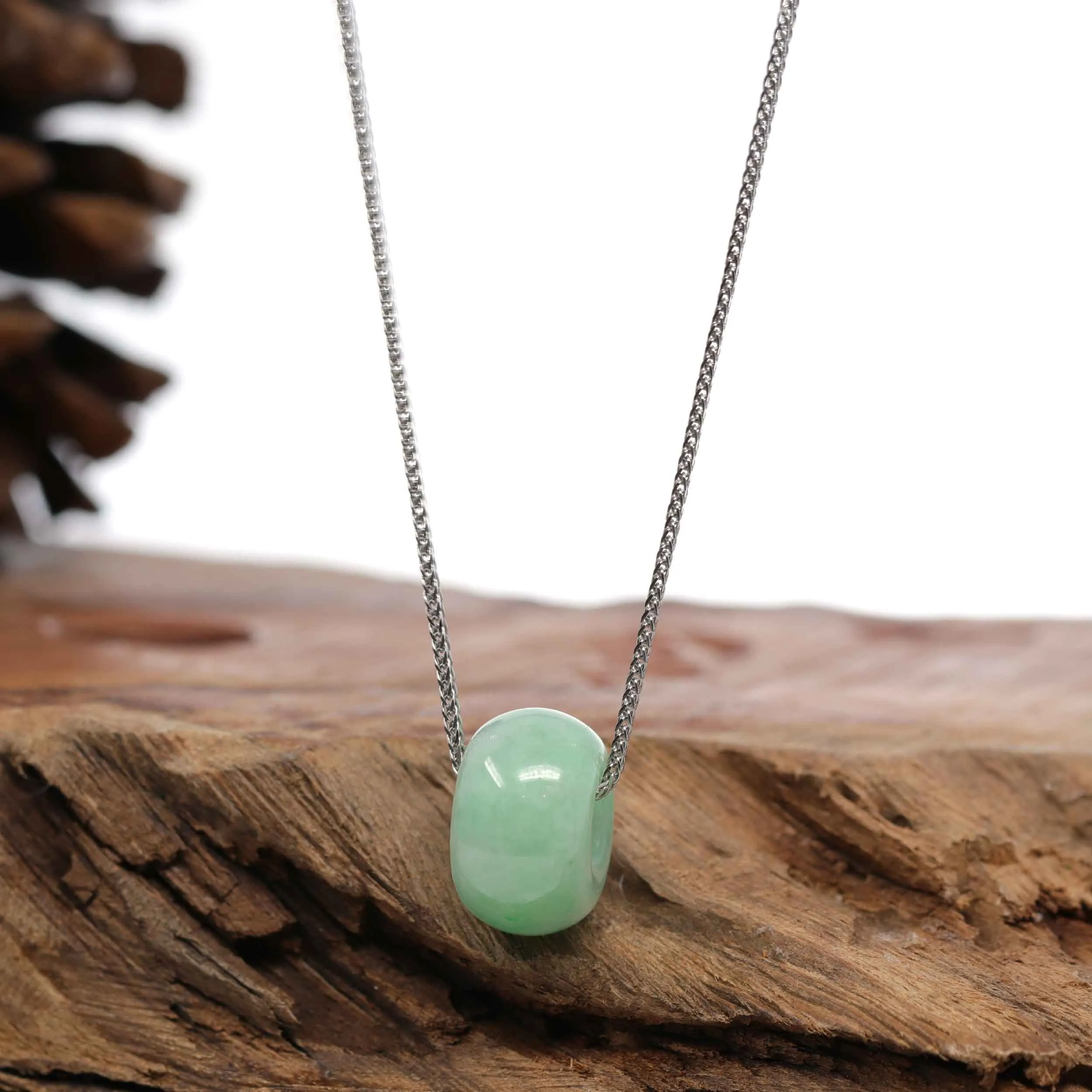 RealJade® Co. "Good Luck Button" Necklace Apple Green Jadeite Jade Lucky Tong Tong Pendant Necklace