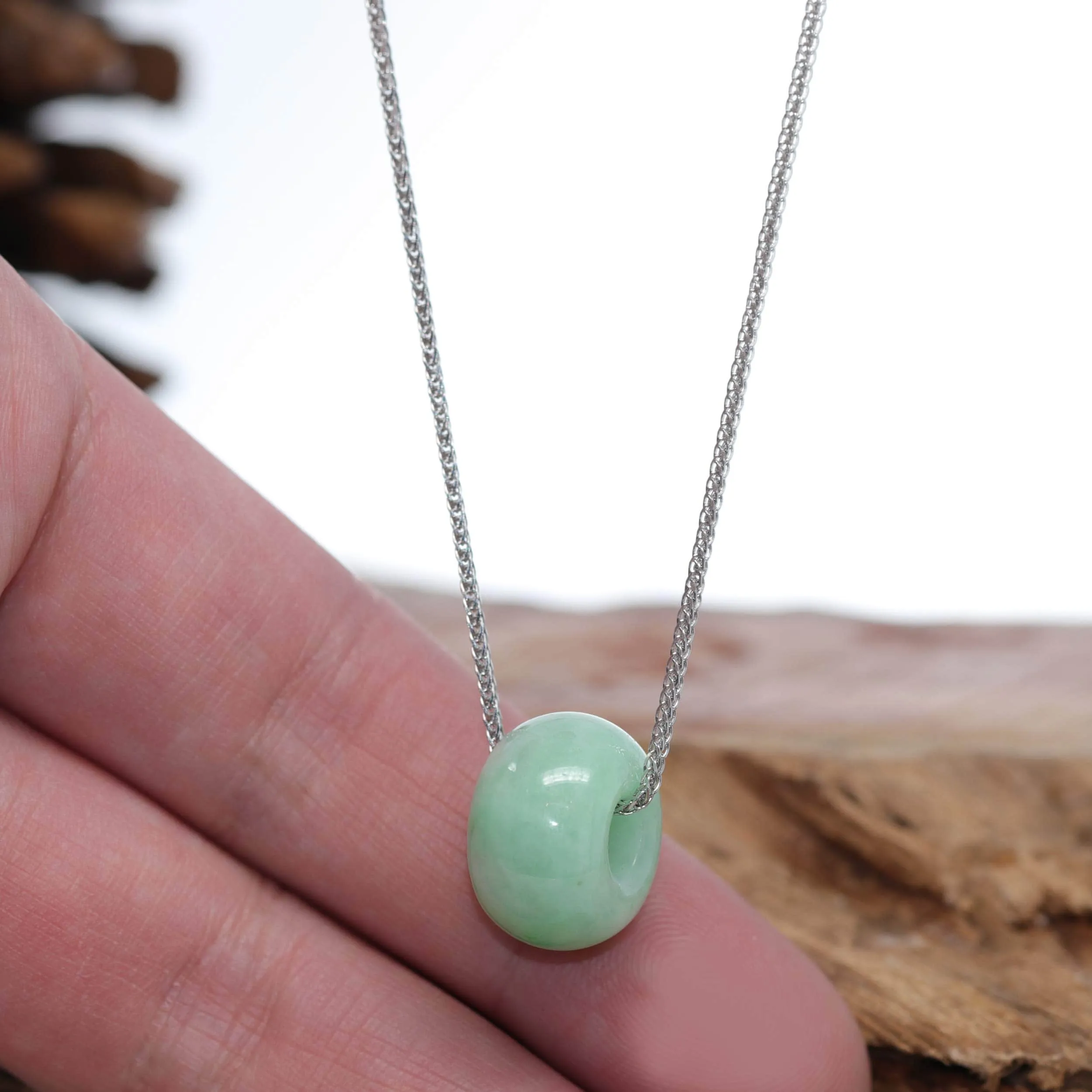 RealJade® Co. "Good Luck Button" Necklace Apple Green Jadeite Jade Lucky Tong Tong Pendant Necklace