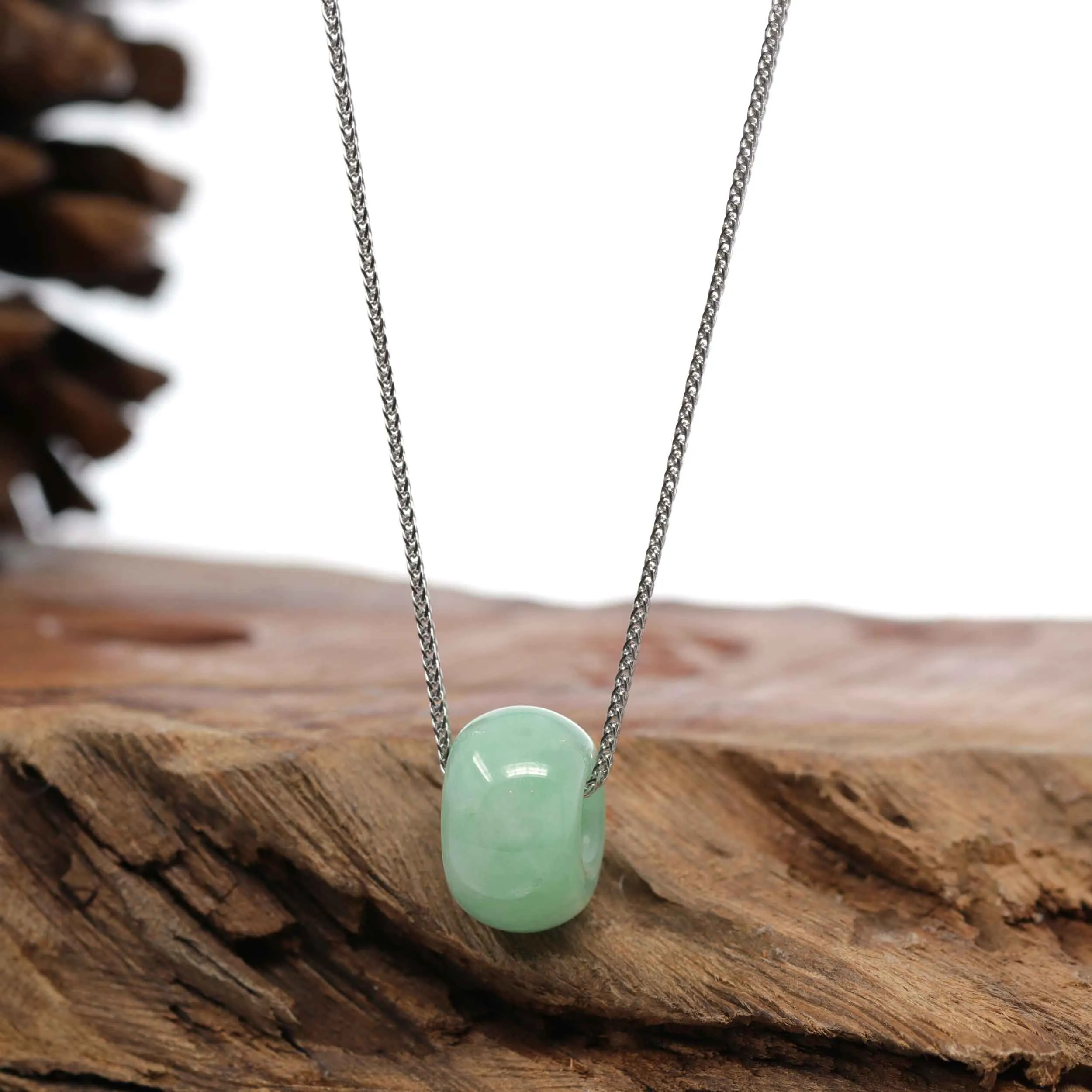 RealJade® Co. "Good Luck Button" Necklace Apple Green Jadeite Jade Lucky Tong Tong Pendant Necklace