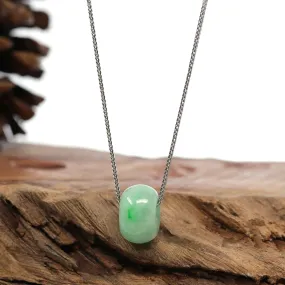 RealJade® Co. "Good Luck Button" Necklace Apple Green Jadeite Jade Lucky Tong Tong Pendant Necklace