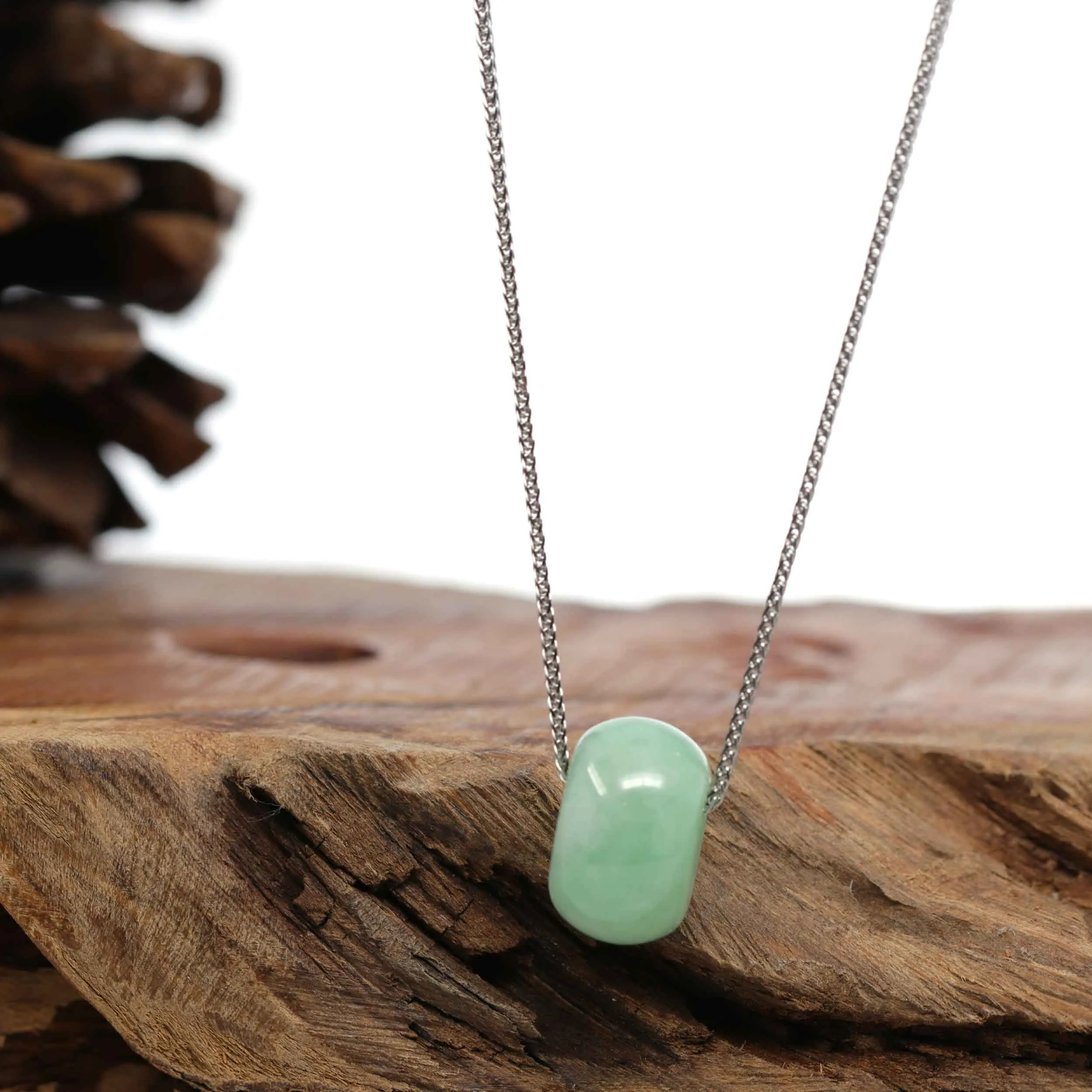 RealJade® Co. "Good Luck Button" Necklace Apple Green Jadeite Jade Lucky Tong Tong Pendant Necklace