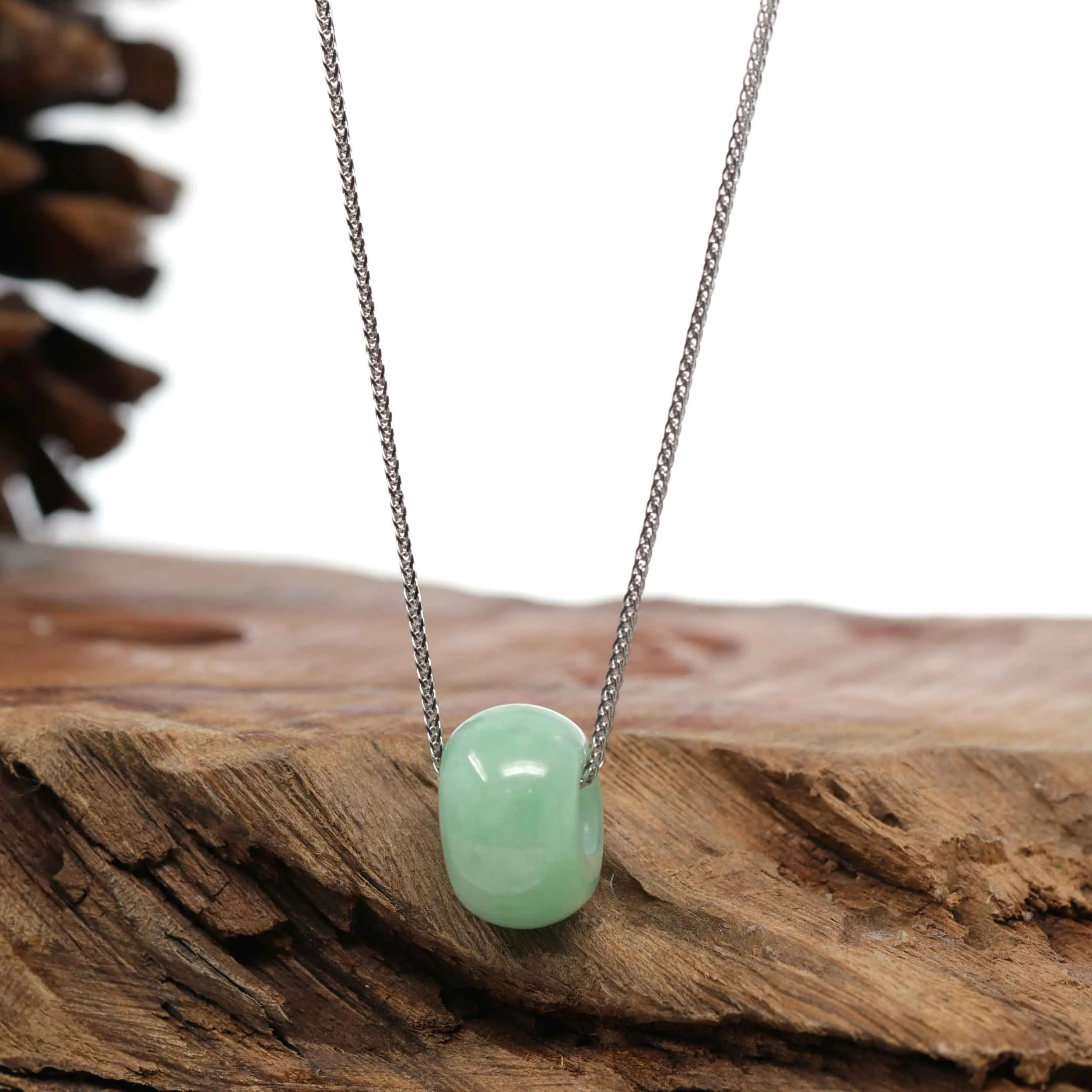 RealJade® Co. "Good Luck Button" Necklace Apple Green Jadeite Jade Lucky Tong Tong Pendant Necklace