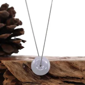 RealJade® "Good Luck Button" Necklace Lavender Jadeite Jade Lucky Ping An Kou Necklace