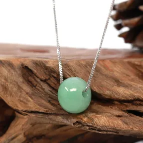 RealJade® "Good Luck Button" Necklace Real Green Jade Lucky TongTong Pendant Necklace