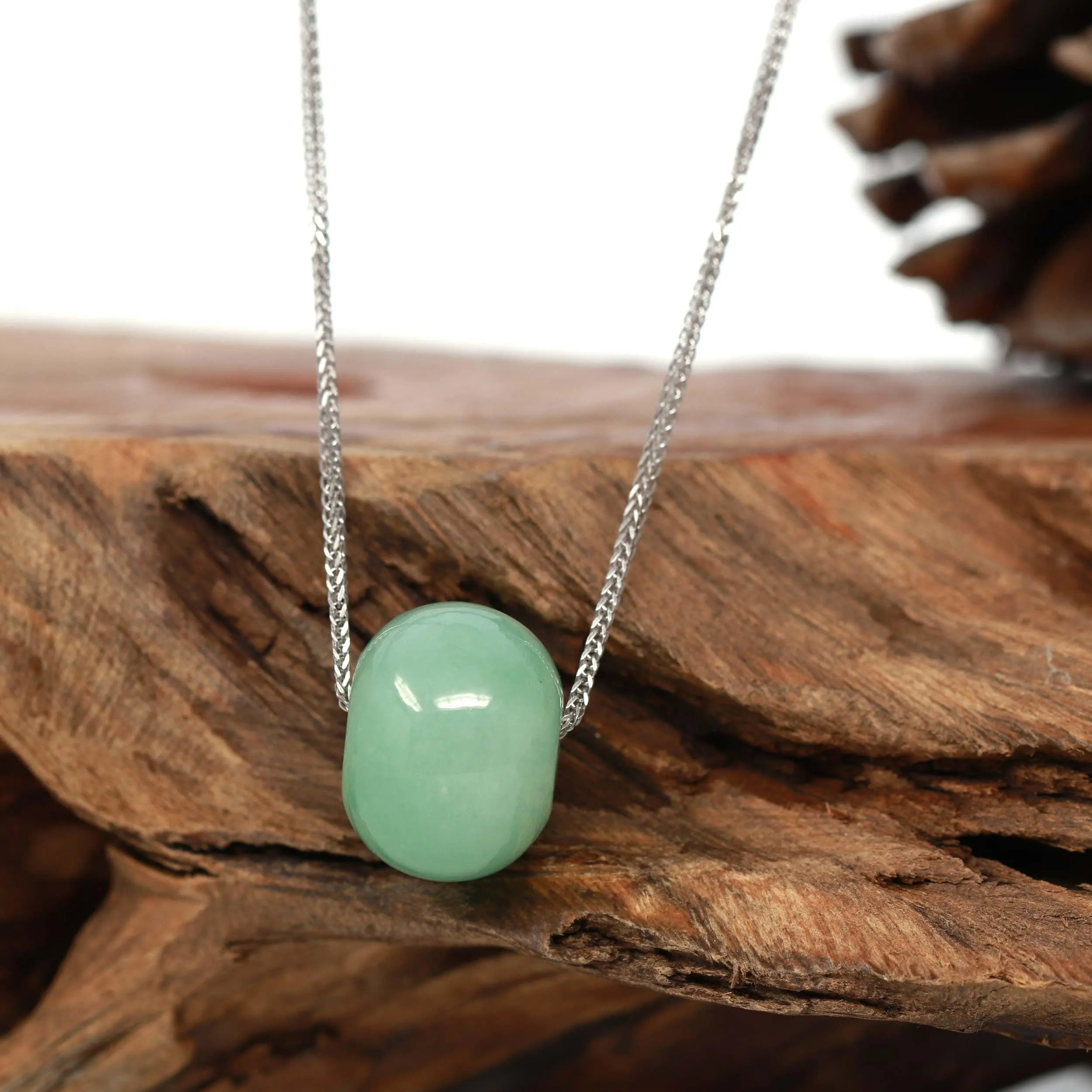 RealJade® "Good Luck Button" Necklace Real Green Jade Lucky TongTong Pendant Necklace