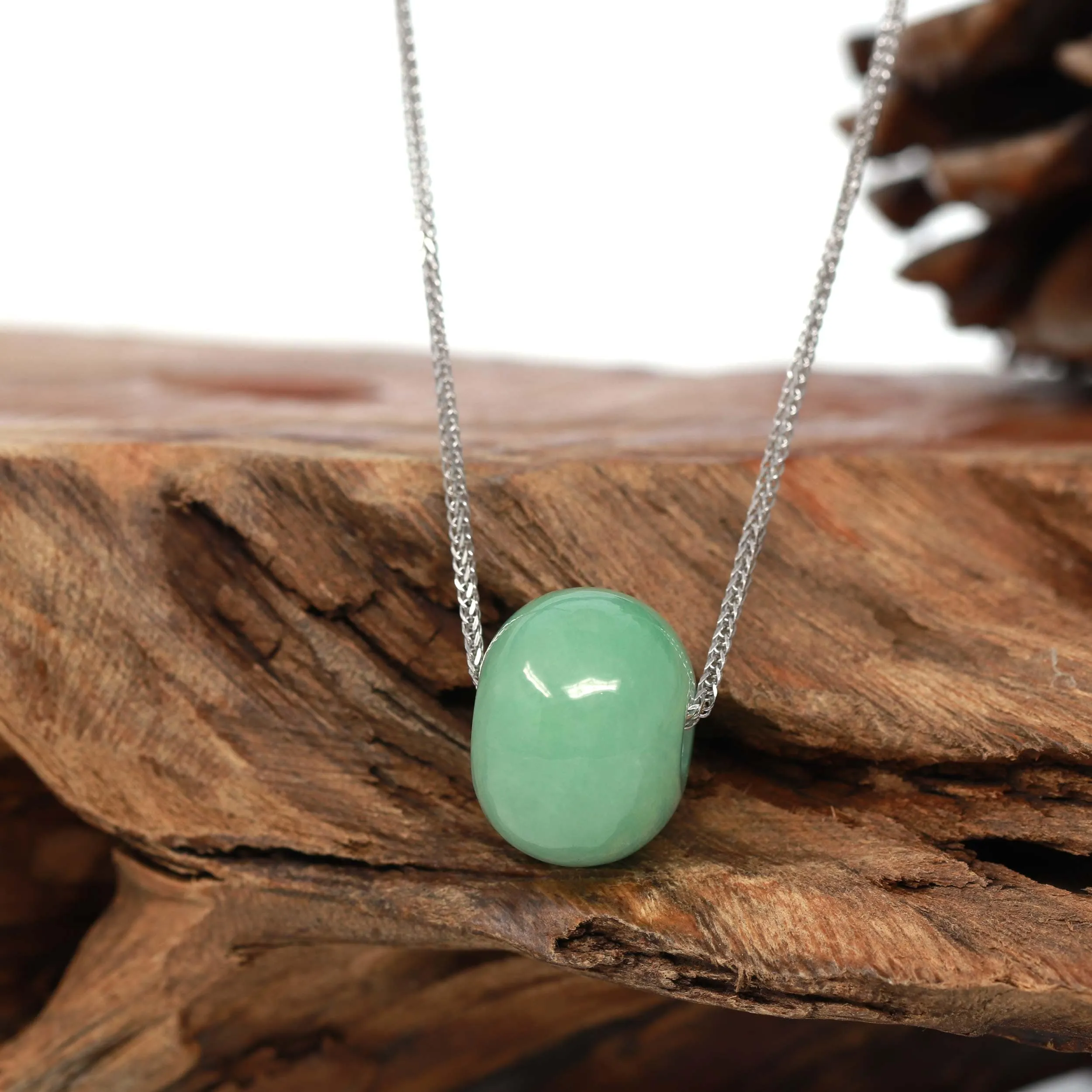RealJade® "Good Luck Button" Necklace Real Green Jade Lucky TongTong Pendant Necklace