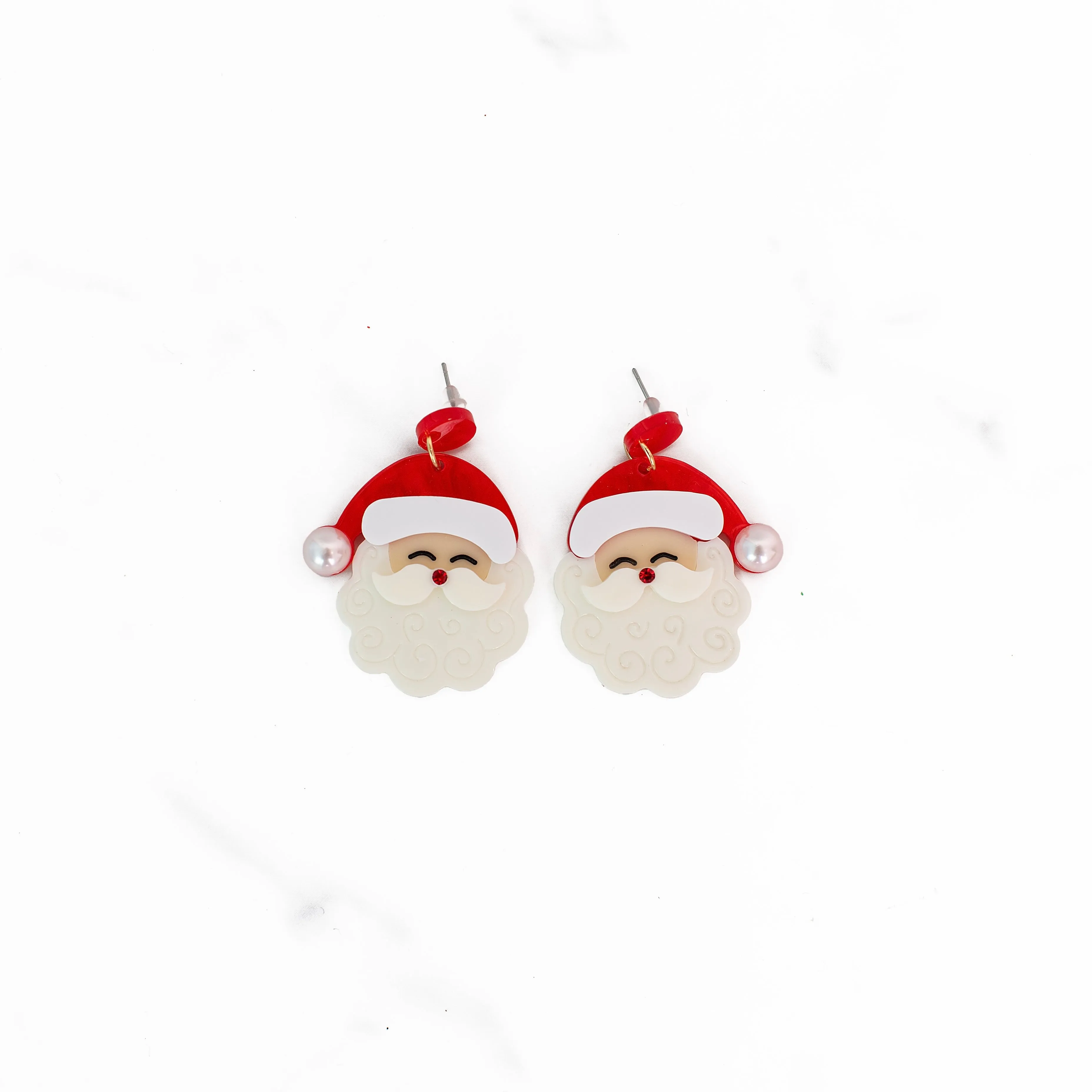 Red Hat Santa Dangle Earrings