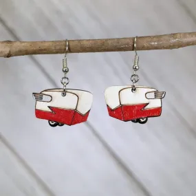 Red Shasta Camper Wooden Dangle Earring by Cate's Concepts, LLC