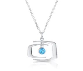 Retro Square Blue Topaz Necklace