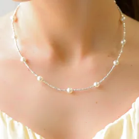 REVEL | 925 Sterling Silver Necklace With Freshwater Real Pearls