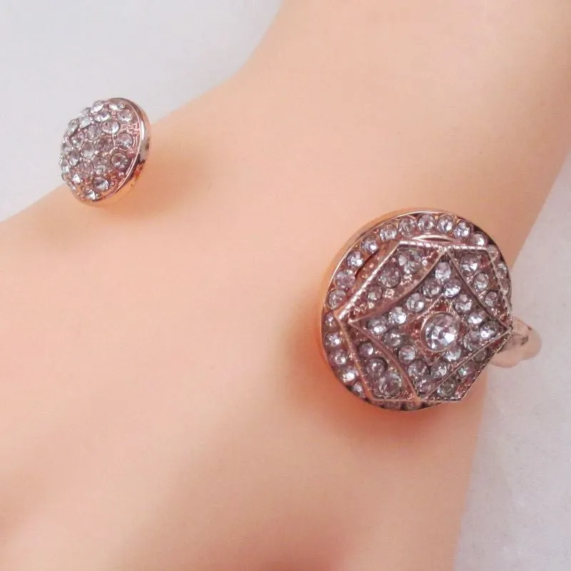 Rhinestone & Rose Gold Bangle Bracelet