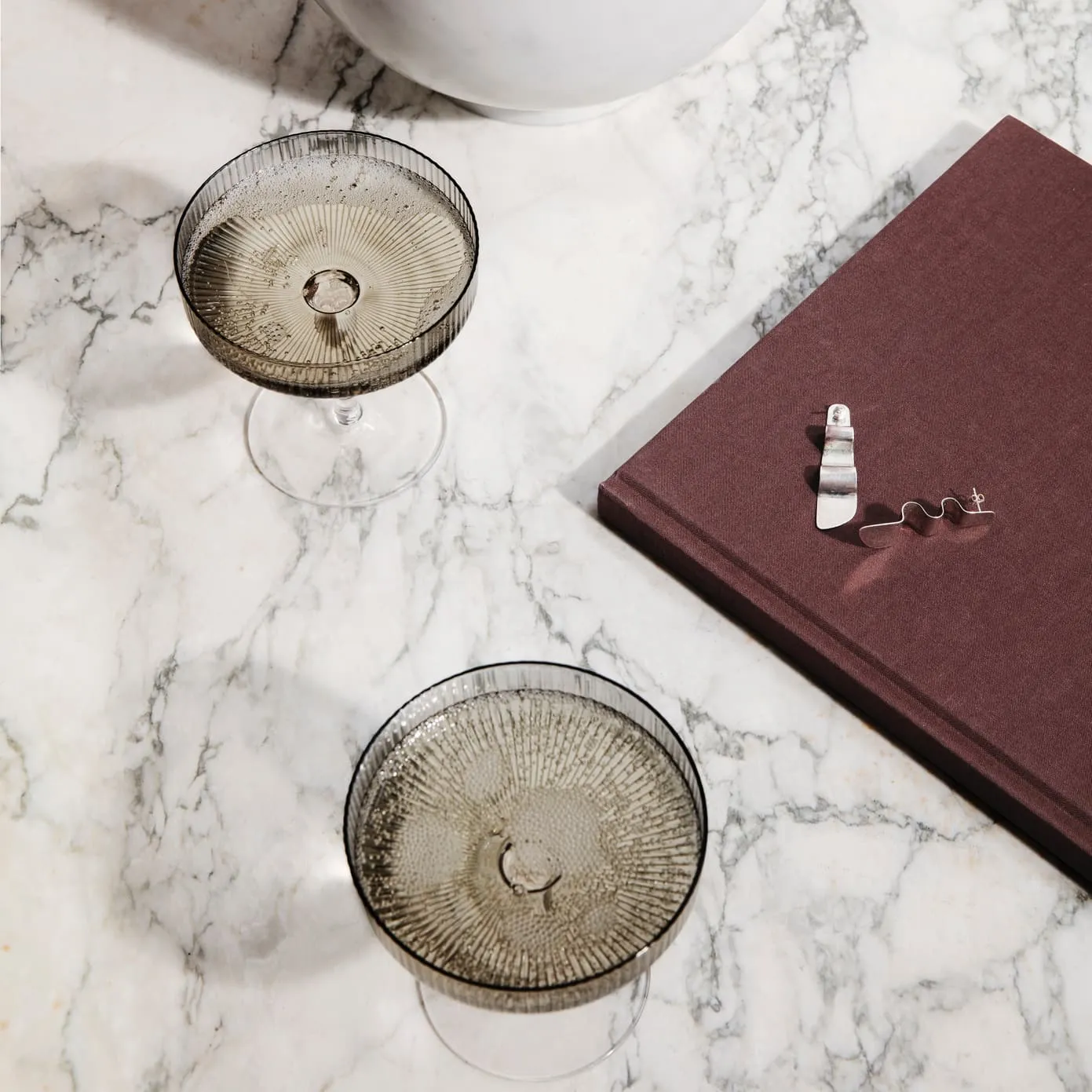 Ripple Champagne Glasses in Smoked Grey
