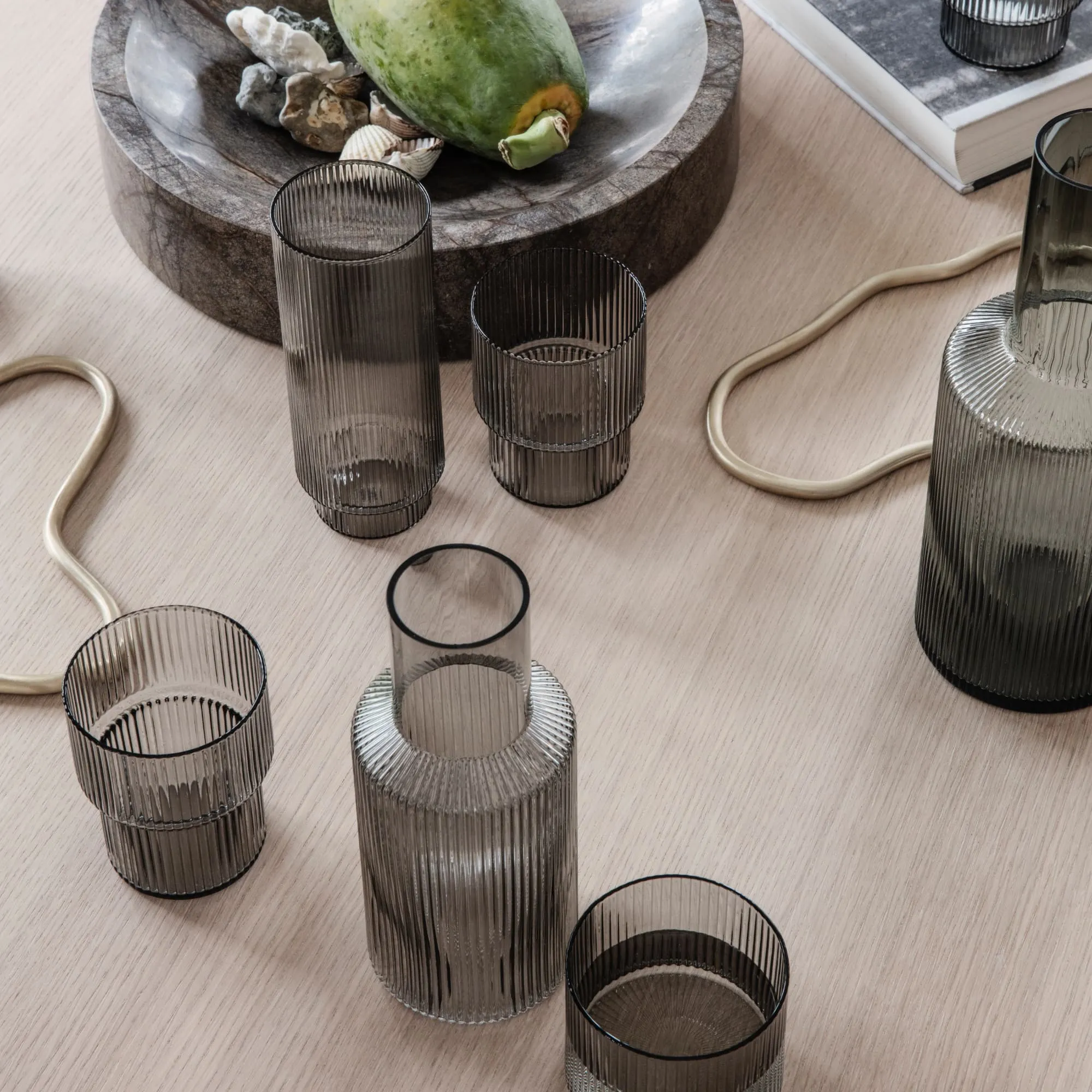 Ripple Champagne Glasses in Smoked Grey