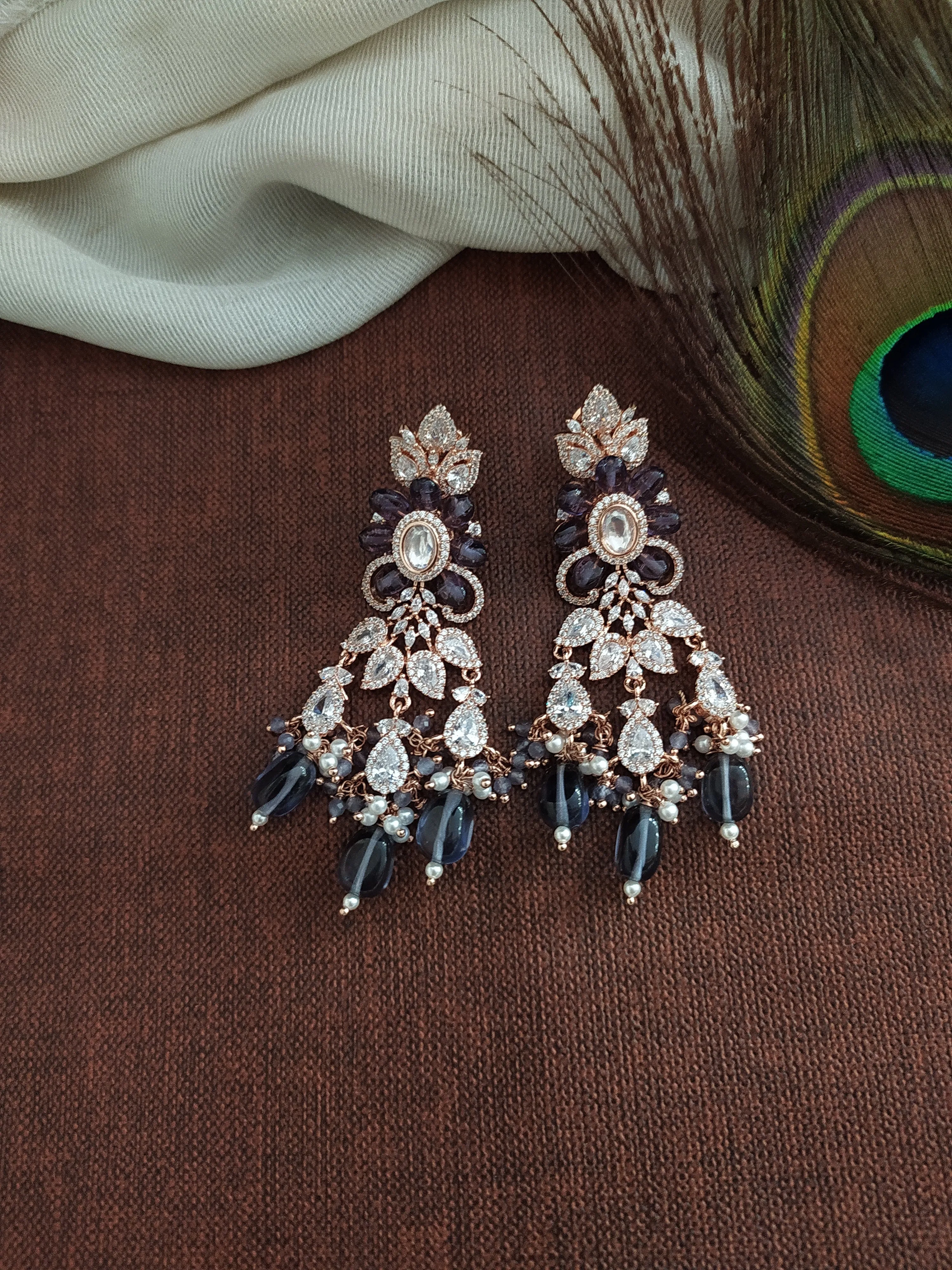 Rose Gold Plated Floral Zircon Necklace Sets