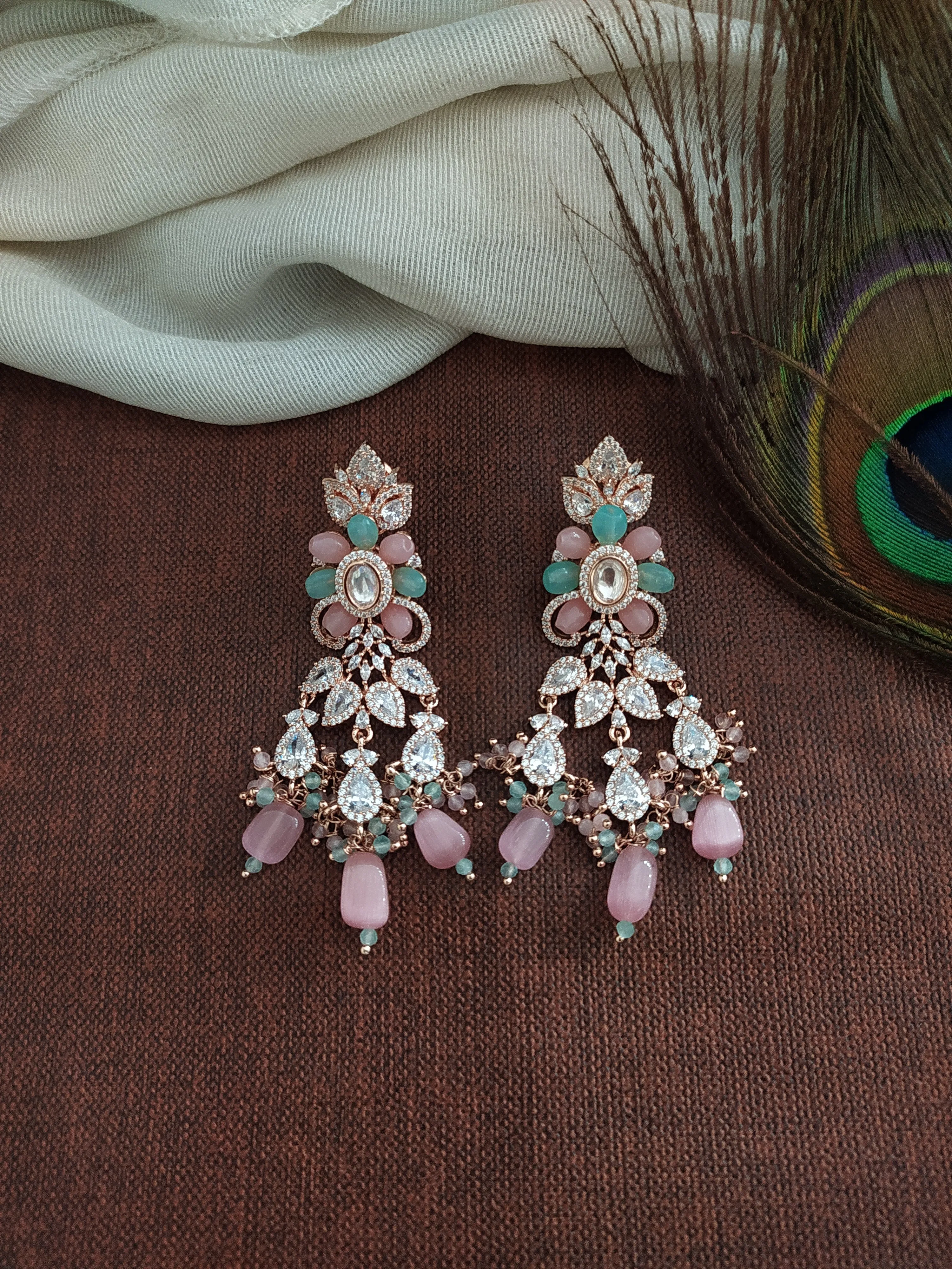 Rose Gold Plated Floral Zircon Necklace Sets