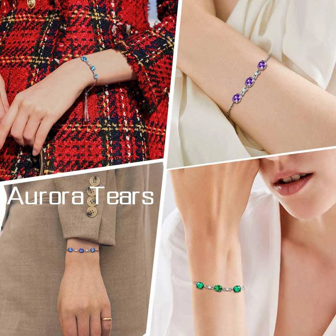 Round Birthstone September Sapphire Bracelet Women Girls Jewelry Birthday Gift Sterling Silver