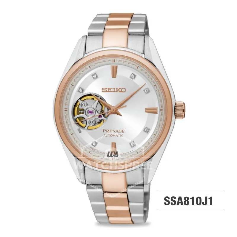 Seiko Presage (Japan Made) Swarovski Crystal Open Heart Automatic Two-tone Stainless Steel Band Watch SSA810J1 (Not For EU Buyers) (LOCAL BUYERS ONLY)